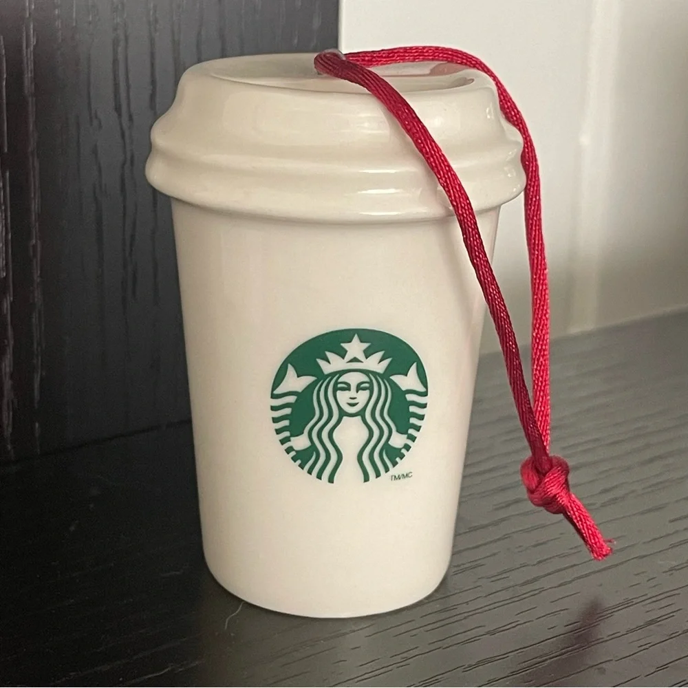 $8 SALE Starbucks 2014 Holiday Hot Drink Cup Ornament Green Mermaid Logo VTG